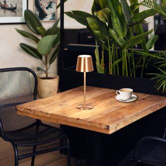 LED tafellamp Roxi, koperkleurig, metaal, IP54, dimbaar