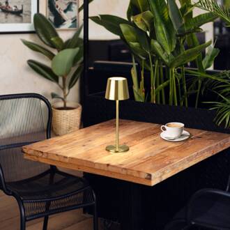 LED tafellamp Roxi, messingkleurig, metaal, IP54 dimbaar