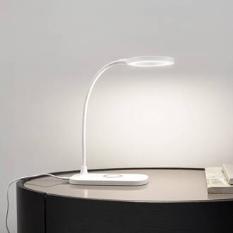 LED tafellamp Siona, wit, CCT, dimbaar, laadstation