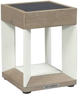 LED tafellamp solar Teckalu, wit/licht hout licht hout, wit