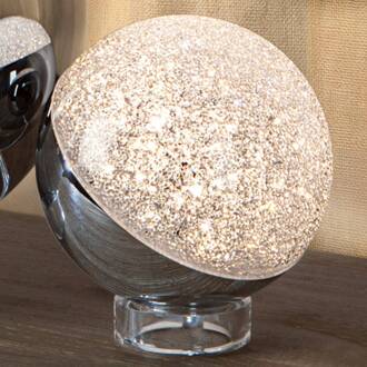 LED tafellamp Sphere, chroom, Ø 12 cm chroom, transparant