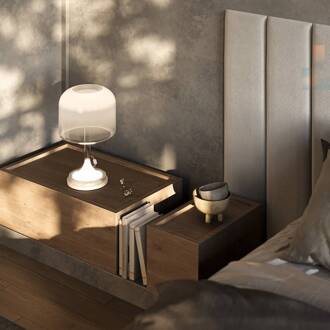 LED tafellamp Spirito, wit, glas, hoogte 42 cm wit, helder