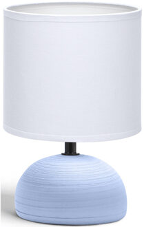 LED Tafellamp - Tafelverlichting - Aigi Conton 2 - E14 Fitting - Rond - Mat Blauw - Keramiek