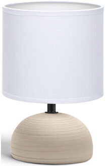 LED Tafellamp - Tafelverlichting - Aigi Conton 2 - E14 Fitting - Rond - Mat Bruin - Keramiek