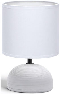 LED Tafellamp - Tafelverlichting - Aigi Conton 2 - E14 Fitting - Rond - Mat Grijs - Keramiek