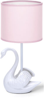 LED Tafellamp - Tafelverlichting - Aigi Juvino - E14 Fitting - Rond - Mat Wit/Roze - Keramiek