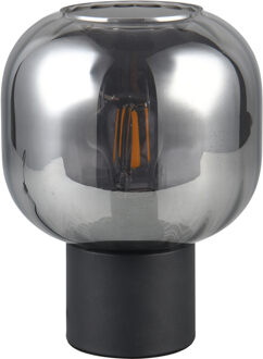 LED Tafellamp - Tafelverlichting - Trion Avia - E27 Fitting - Rond - Verchroomd Glas - Mat Zwart - Metaal