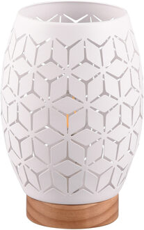 LED Tafellamp - Tafelverlichting - Trion Dabi - E27 Fitting - Rond - Mat/Wit - Metaal