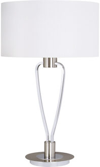 LED Tafellamp - Tafelverlichting - Trion Hilton - E27 Fitting - Rond - Mat Nikkel - Aluminium Zilverkleurig