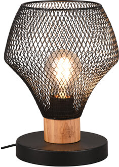 LED Tafellamp - Tafelverlichting - Trion Jenna - E27 Fitting - Rond - Mat Zwart - Aluminium