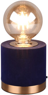 LED Tafellamp - Tafelverlichting - Trion Juda - E27 Fitting - Rond - Mat Blauw - Textiel