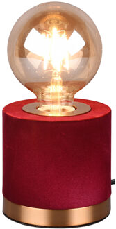 LED Tafellamp - Tafelverlichting - Trion Juda - E27 Fitting - Rond - Mat Rood - Textiel