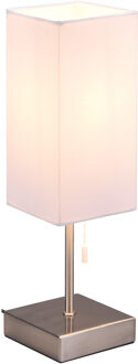 LED Tafellamp - Tafelverlichting - Trion Oscar - E27 Fitting - Rechthoek - Mat Nikkel - Aluminium Zilverkleurig