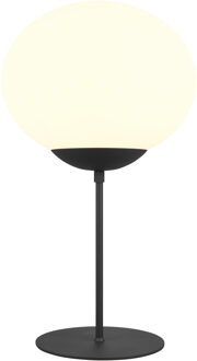 LED Tafellamp - Tafelverlichting - Trion Otmen - E27 Fitting - Rond - Wit Glas - Mat Zwart - Metaal