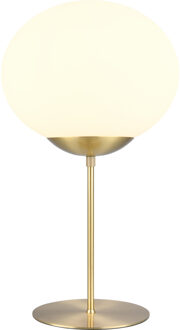 LED Tafellamp - Tafelverlichting - Trion Otmen - E27 Fitting - Rond - Wit Glas - Messing Mat - Metaal
