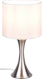 LED Tafellamp - Tafelverlichting - Trion Safari - E27 Fitting - Rond - Mat Nikkel - Aluminium - Max. 40W Zilverkleurig