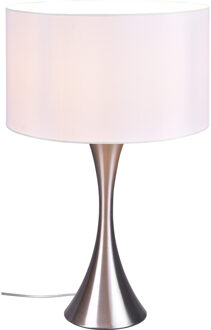 LED Tafellamp - Tafelverlichting - Trion Safari - E27 Fitting - Rond - Mat Nikkel - Aluminium - Max. 60W Zilverkleurig