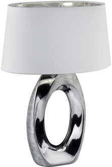LED Tafellamp - Tafelverlichting - Trion Tibos - E27 Fitting - Rond - Mat Zilver - Keramiek Zilverkleurig