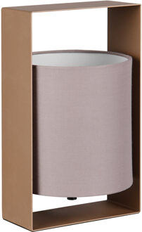 LED Tafellamp - Trion Alira - E27 Fitting - 1 lichtpunt - Max.10W - Wit/Koffie - Textiel/Metaal