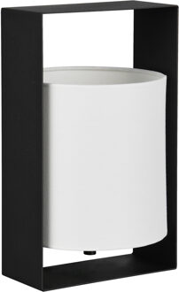 LED Tafellamp - Trion Alira - E27 Fitting - 1 lichtpunt - Max.10W - Wit/Mat Zwart - Textiel/Metaal