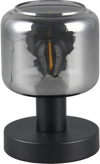 LED Tafellamp - Trion Atak - E14 Fitting - 1 lichtpunt - Mat Zwart - Metaal - Verchroomd Glas