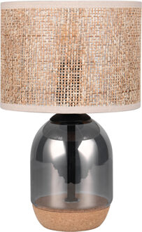 LED Tafellamp - Trion Azad - E27 Fitting - 1 lichtpunt - Ø20cm - Snoerschakelaar - Verchroomd - Glas