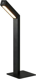 LED Tafellamp - Trion Bronn - 1x SMD LED 2W - Werkt op Batterijen - Warm Wit 3000K - Touchdimmer - Mat Zwart - MDF