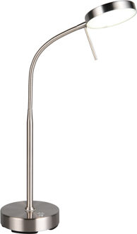 LED Tafellamp - Trion Cyro - 1x LED SMD 3W - Touchdimmer - Aanpasbare Kleur - Geheugenfunctie - USB-C poort - Werkt op Batterijen - Oplaadstation - Mat Nikkel - Metaal Helder/Koud wit;Warm wit;Natuurlijk wit