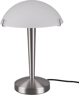 LED Tafellamp - Trion Dara - E14 Fitting - 1 lichtpunt - Mat Nikkel - Metaal - Wit Glas