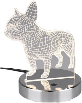 LED Tafellamp - Trion Dog - 3W - RGBW - Rond - Glans Chroom - Aluminium Zilverkleurig