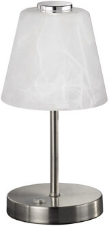 LED Tafellamp - Trion Emminy - 2W - Warm Wit 3000K - Dimbaar - Rond - Mat Nikkel - Aluminium Zilverkleurig