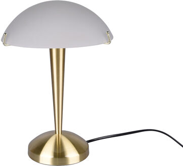 LED Tafellamp - Trion Ilza - E14 Fitting - 1 lichtpunt - Mat Messing - Metaal - Wit Glas