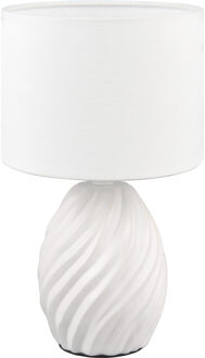 LED Tafellamp - Trion Kael - E14 Fitting - 1 Lichtpunt - Snoerschakelaar- IP20 - Wit/Mat Wit - Textiel/Keramiek