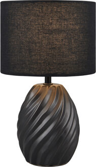 LED Tafellamp - Trion Kael - E14 Fitting - 1 Lichtpunt - Snoerschakelaar- IP20 - Zwart/Mat Zwart - Textiel/Keramiek