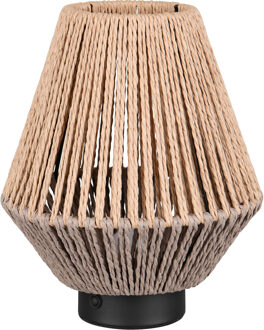 LED Tafellamp - Trion Kato - 1x LED SMD 1.5W - Touch schakelaar - USB aansluiting - Werkt op Batterijen - IP20 - Bruin - Papier Warm wit