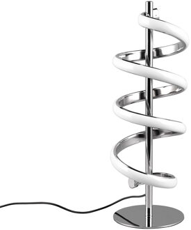 LED Tafellamp - Trion Lala - 12W - Aanpasbare Kleur - Dimbaar - Rond - Chroom - Metaal Zilverkleurig