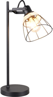 LED Tafellamp - Trion Nala - E27 Fitting - 1 Lichtpunt - Snoerschakelaar - IP20 - Mat Zwart - Metaal