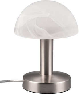 LED Tafellamp - Trion Nini - E14 Fitting - 1 lichtpunt - Mat Nikkel - Metaal - Wit Geborsteld Glas