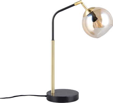 LED Tafellamp - Trion Nox - E14 Fitting - 1 lichtpunt - Zwart Goud - Metaal - Amberkleurig Glas
