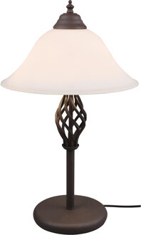 LED Tafellamp - Trion Rustina - E14 Fitting - 2-lichts - Rond - Roestkleur - Aluminium Bruin