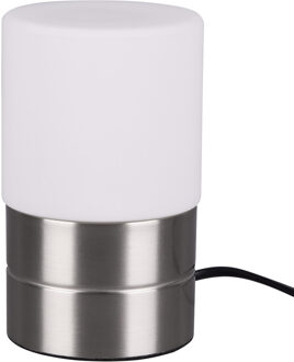 LED Tafellamp - Trion Saidi - E14 Fitting - 1 lichtpunt - Mat Nikkel - Metaal - Wit Glas