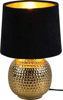 LED Tafellamp - Trion Sofia - E14 Fitting - Rond - Mat Zwart/Goud - Keramiek
