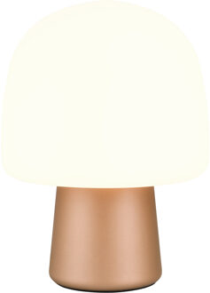 LED Tafellamp - Trion Umbra - E14 Fitting - 1 lichtpunt - Ø20cm - Wit/Bruin - Glas/Metaal