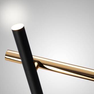 LED tafellamp Varas, zwart/goud, 2-lamps uitvoering matzwart, glanzend goud