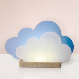 LED tafellamp Wölkchen, blauw, hout, 3000 K, dimbaar blauw, wit