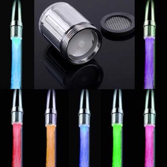 Led Temperatuurgevoelige 7 Kleuren Light Up Kraan Keuken Badkamer Glow Waterbesparende Kraan Beluchter Tap Nozzle Douche
