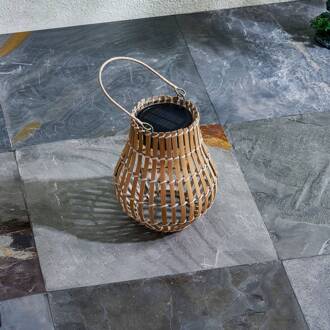 LED terraslamp Amaria, bamboe, Ø 18 cm hel hout