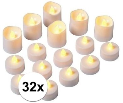 LED theelichtjes/waxinelichtjes 32 stuks flakkerend - LED kaarsen Wit