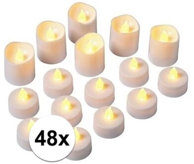 LED theelichtjes/waxinelichtjes 48 stuks flakkerend - LED kaarsen Wit