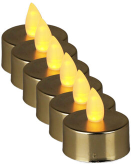 LED theelichtjes/waxinelichtjes - 6x st - goud - 4 cm - kunststof